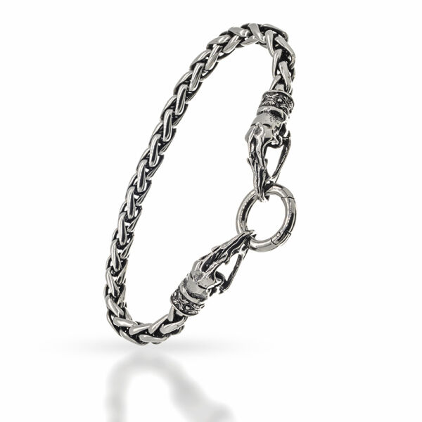 Stainless Steel Bracelet - Vulture Skull with Clip Ring 55 cm