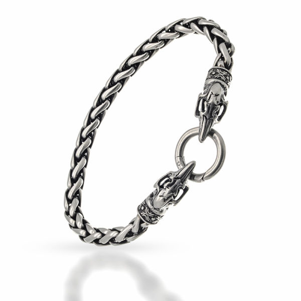 Edelstahlarmband mit skelettierten Hundekopf "Garm" Clipring 21cm