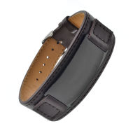 Leather Bracelet with Engraving Plate - Brown/PVD-Black