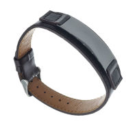 Leather Bracelet with Engraving Plate - Brown/PVD-Black