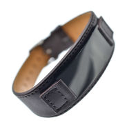 Leather Bracelet with Engraving Plate - Brown/PVD-Black