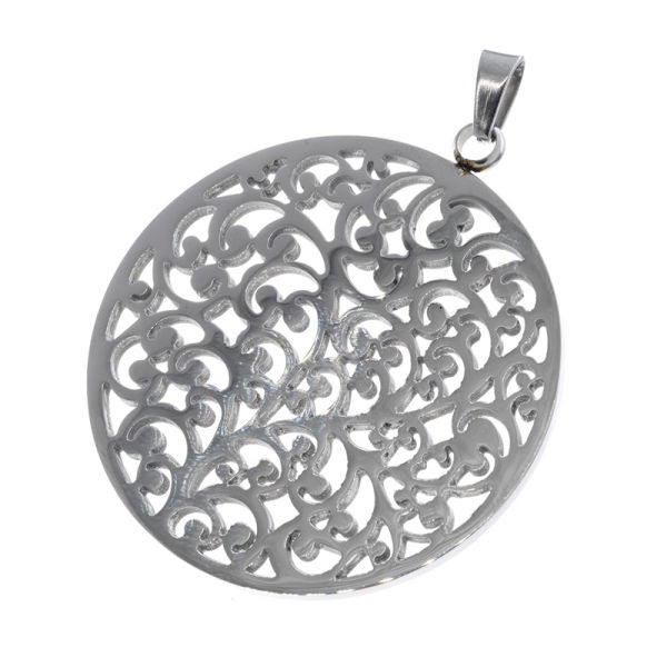 Stainless Steel Pendant - Flower of Life 43mm-Steel