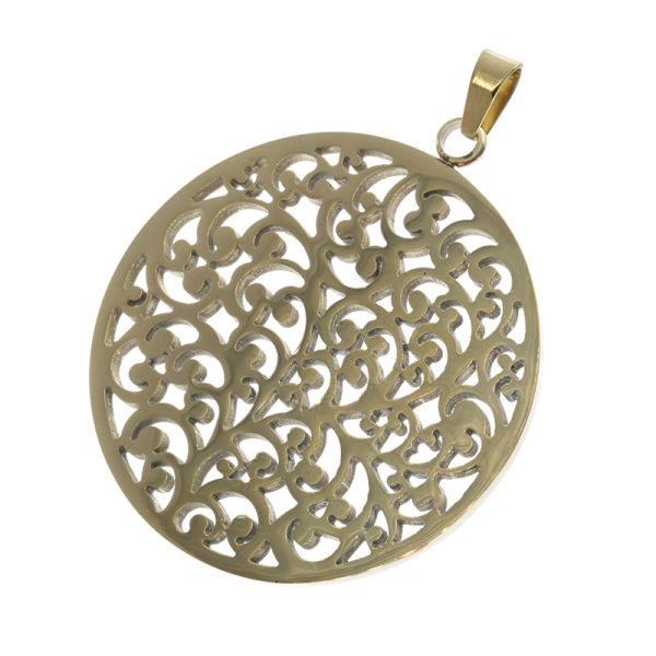 Stainless Steel Pendant - Flower of Life 43mm-PVD-Gold