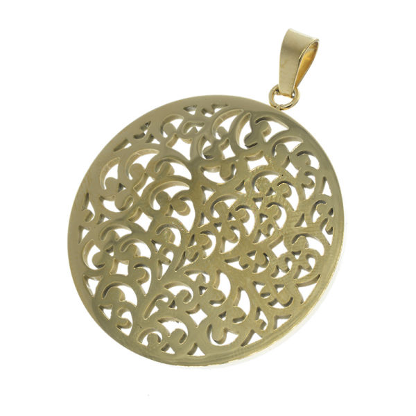 Stainless Steel Pendant - Flower of Life 35mm-PVD-Gold