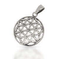 Flower of Life Pendant with Broad Petal Lines in 925...