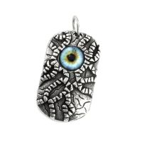 Stainless steel pendant - Dogtag with colored eye