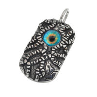 Edelstahlanhänger - Dogtag mit Farbigen Auge