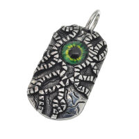 Edelstahlanhänger - Dogtag mit Farbigen Auge