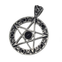 Edelstahlanhgänger Pentagramm mit Glassteinen