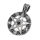 Stainless Steel Pendant – Pentagram with Cubic Zirconia and Scroll Frame