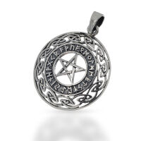 Pentagramm-Amulett mit Runen und keltischem Rahmen aus...