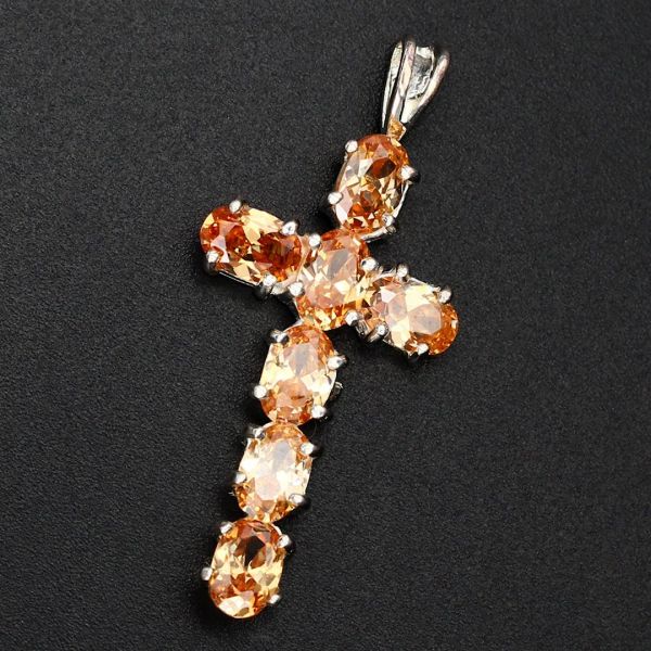 925 Sterling Silberanhänger - Kreuz mit Zirkonia Topaz "Aimo"