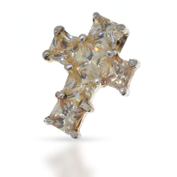 925 Sterling Silberanhänger - Kreuz mit Zirkonia Topaz "Fee"