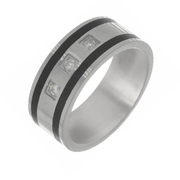 Edelstahlring/Blackinlay/Steine 58