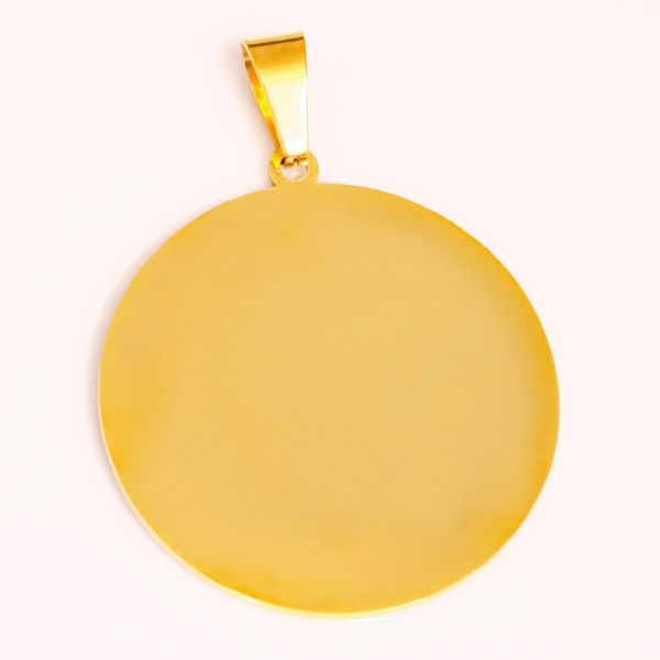 Edelstahlanhänger - runde Gravurplatte B-Ware mit leichten Kratzern PVD-Gold