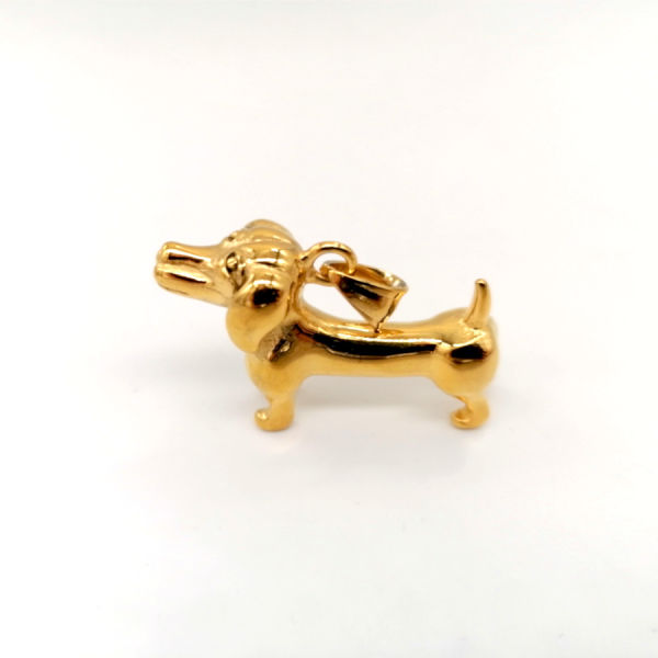 Edelstahlanhänger Dackel Gold