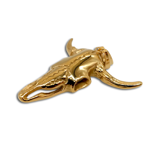 Edelstahlanhänger - Tierschädel PVD-Gold
