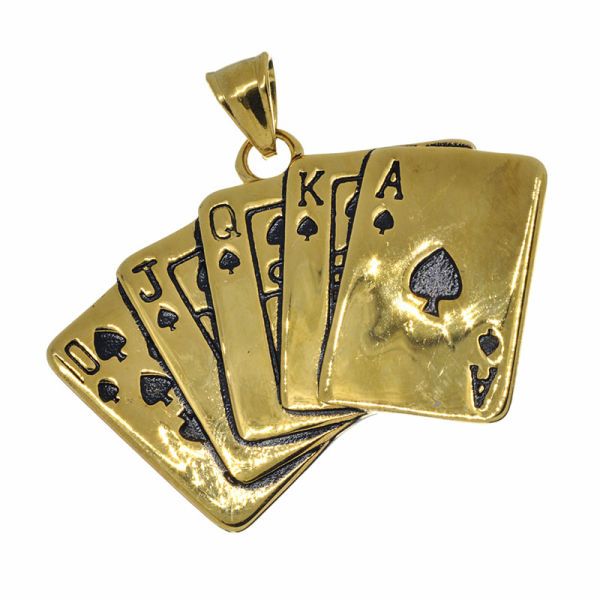 Edelstahlanhäger Kartenspiel Pike Straight flush PVD - Gold