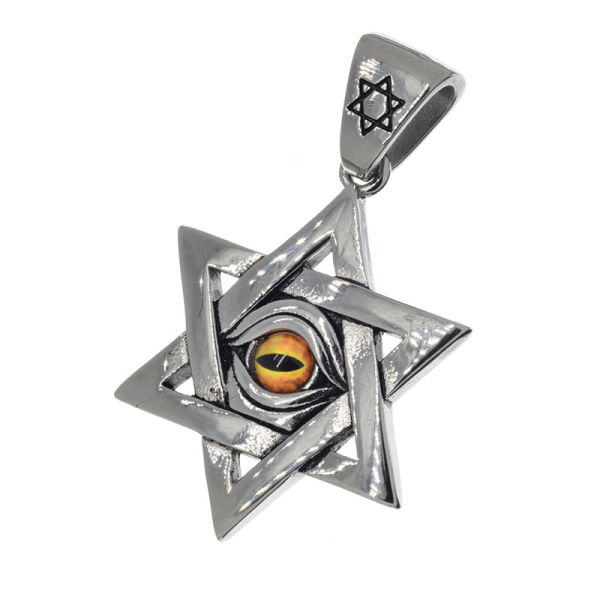 Stainless steel pendant - star with dragon eye