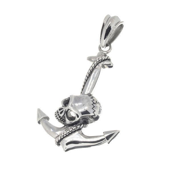 Edelstahlanhänger - Anker mit Totenkopf