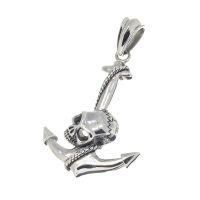 Edelstahlanhänger - Anker mit Totenkopf
