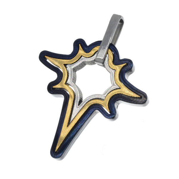 Stainless Steel Pendant – Three-Tone Star Motif with Elongated Point