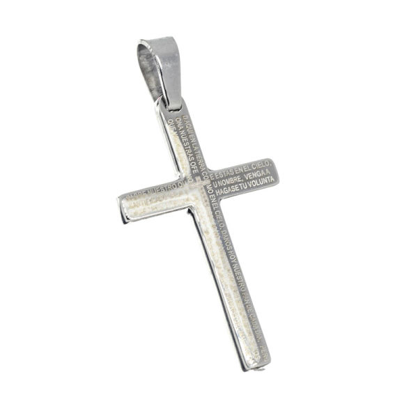 Edelstahlanhänger - Kreuz mit "Vater Unser" multilingual