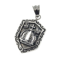 Stainless steel pendant - Crest with crown