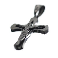 Edelstahlanhänger - Christus am Kreuz "PVD-Schwarz"