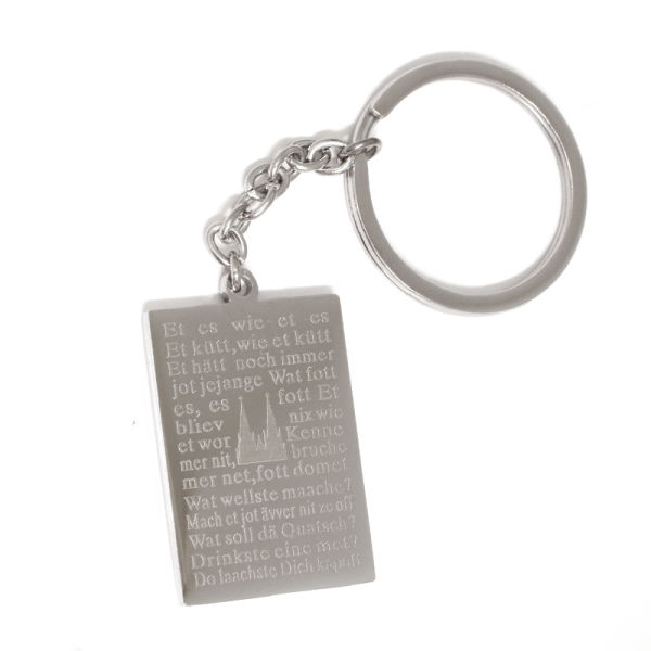 Stainless steel keychain with the "cologne basic law"/polished