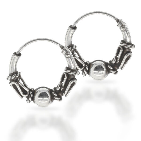 Bali-Creolen „Bamar“ aus 925er Silber – Wellenornamente und Rillen, 12 mm (Paar)