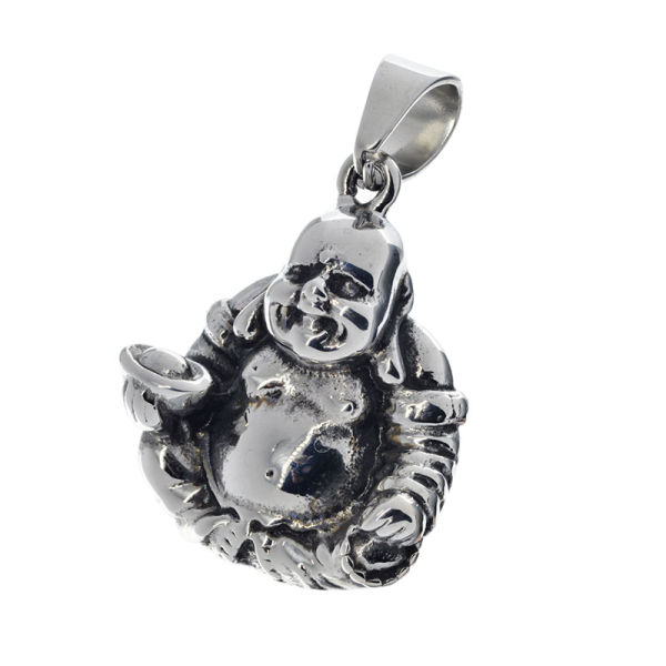 Stainless steel pendant - "Laughing" Buddha