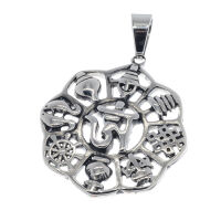 Stainless steel Pendant - Om - "Eight Auspicious...