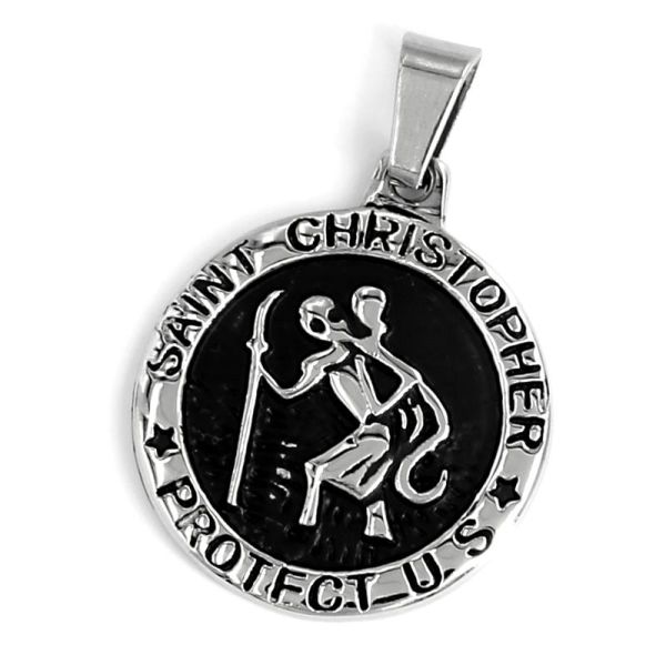 Stainless Steel Pendant - Saint Christopher Protect Us