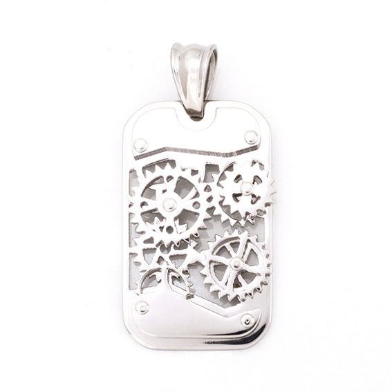 Edelstahlanhänger - Uhrwerk - Dogtag