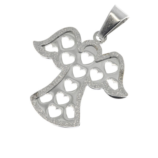 Stainless Steel Pendant – Angel with Heart Cut-Outs