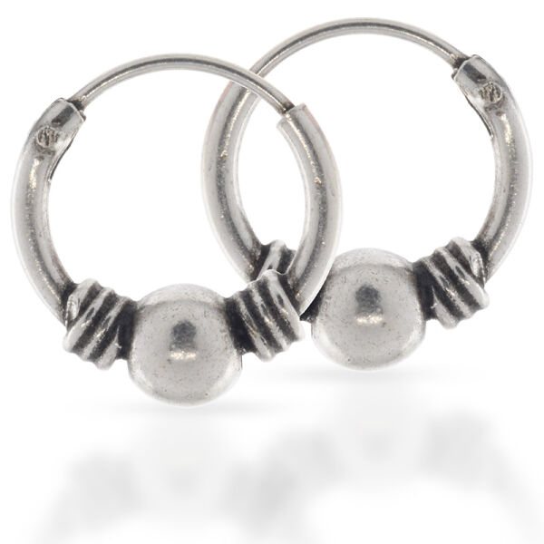 Bali-Creolen „Bimar“ aus 925er Silber – Kugel und diagonale Rillen, 10 mm (Paar)
