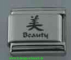 Charms - Chinesische Zeichen "Beauty" Stahl/Schwarz
