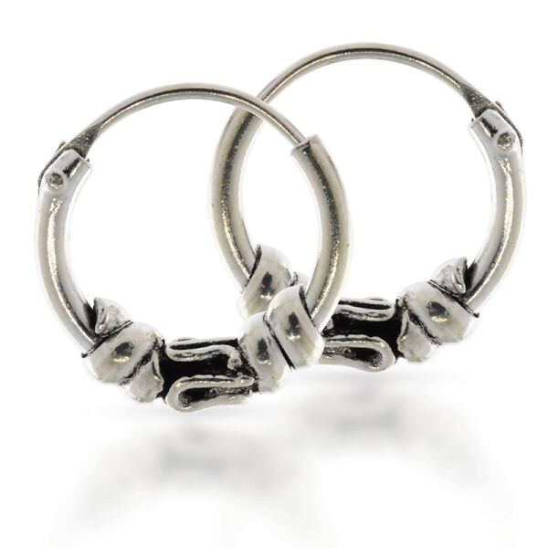 925 sterling silver Bali hoop earrings “Bemer” 12mm