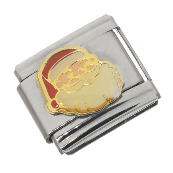 Stainless Steel Charm Link – Santa with Curved Hat