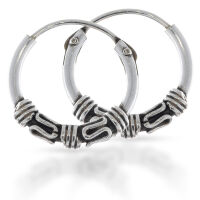 Bali-Creolen aus 925er Silber – Wellenornamente und...