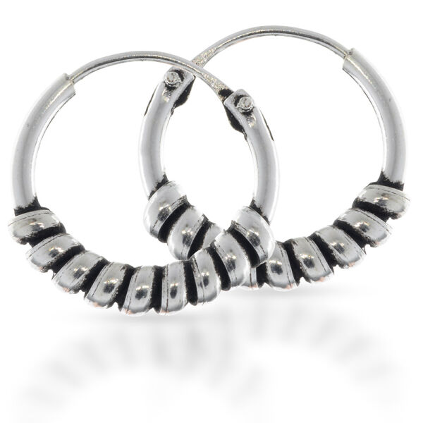 Bali-Creolen aus 925er Silber – strukturierter Segmentbogen, 12 mm (Paar)