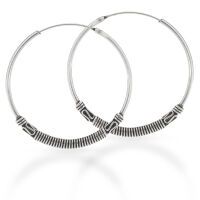 Bali-Creolen aus 925er Silber – fein gerillter...