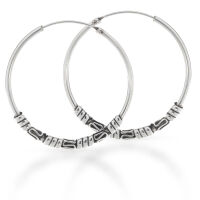 Bali-Creolen aus 925er Silber – Wellenmuster am...