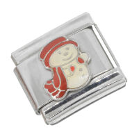 Edelstahl-Charm – Schneemann mit roter Mütze...