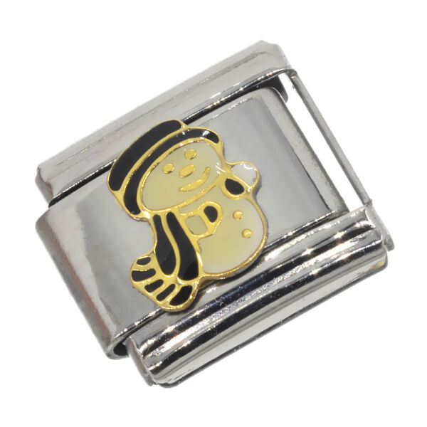Edelstahl-Charm – Schneemann mit dunklem Schal
