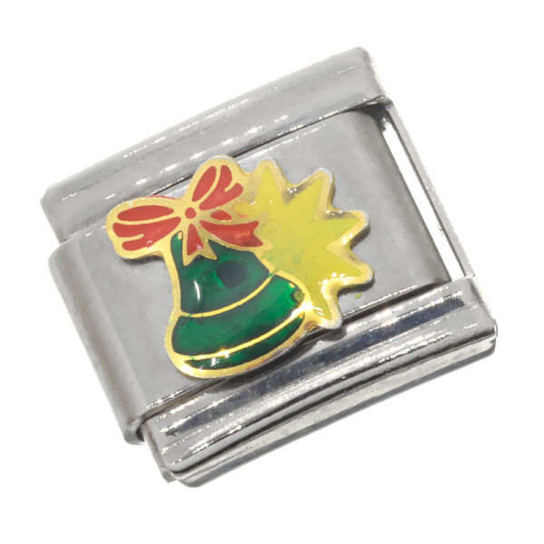 Edelstahl-Charm – Grüne Glocke mit Stern