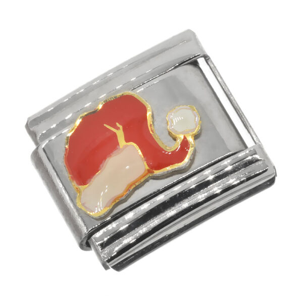 Stainless Steel Charm Link – Red Santa Hat with Pom-Pom