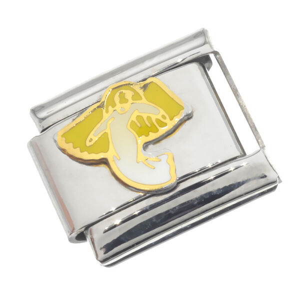 Stainless Steel Charm Link – Angel with Yellow Wings