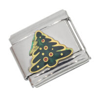 Edelstahl-Charm – Grüner Tannenbaum mit...